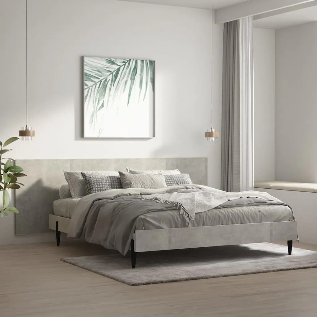 Testiera Letto Grigio Cemento 240x1,5x80cm Legno Ingegnerizzato /