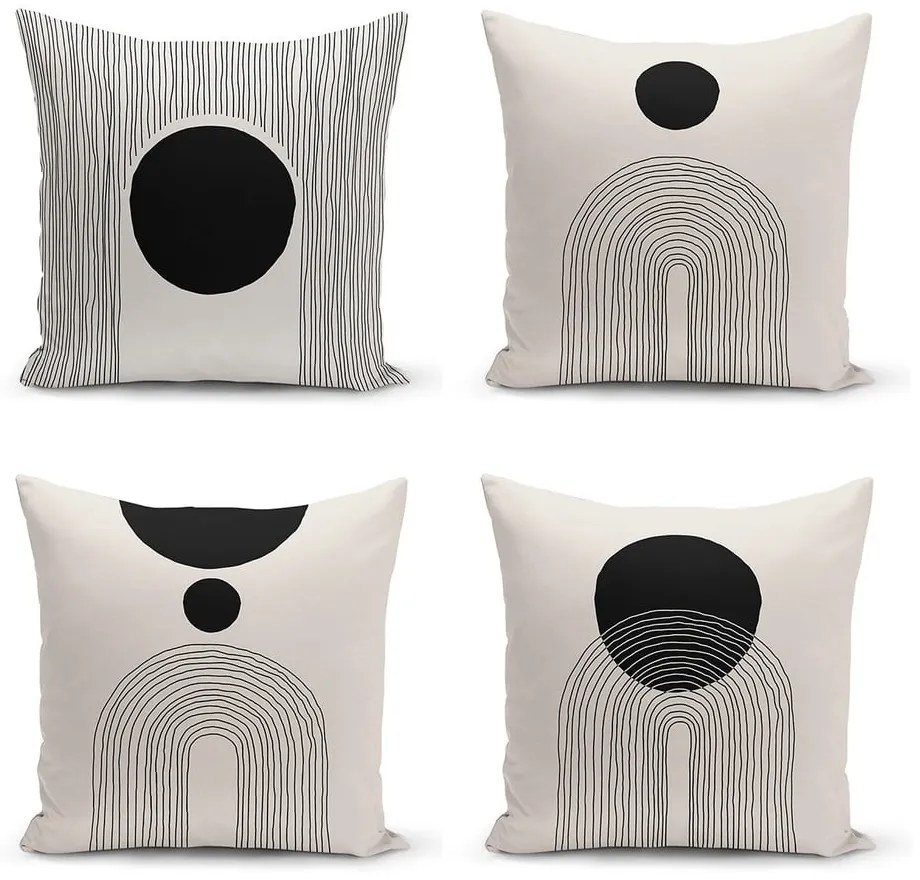 Federe nere e beige in set da 4 43x43 cm - Minimalist Cushion Covers