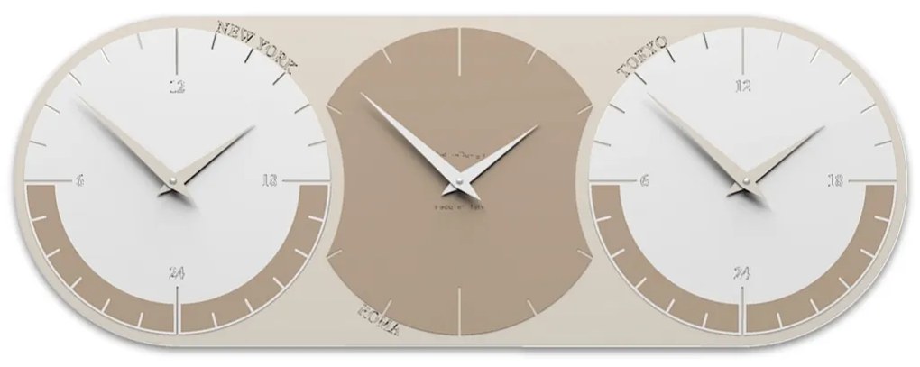 CalleaDesign Orologio World clock a 3 fusi – caffelatte