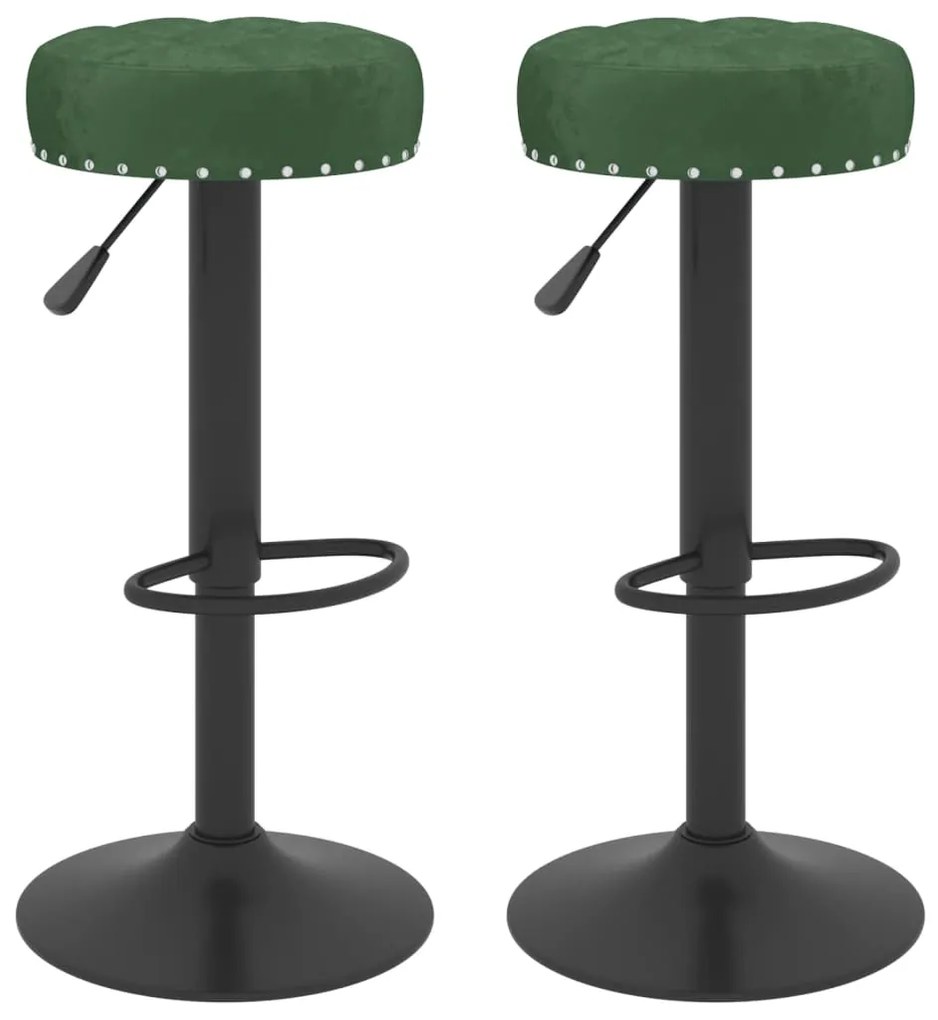 Sgabelli Da Bar 2 Pz Verde Scuro İn Velluto /