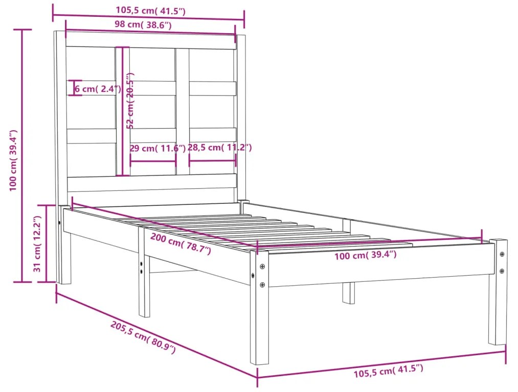 Giroletto in Legno Massello 100x200 cm