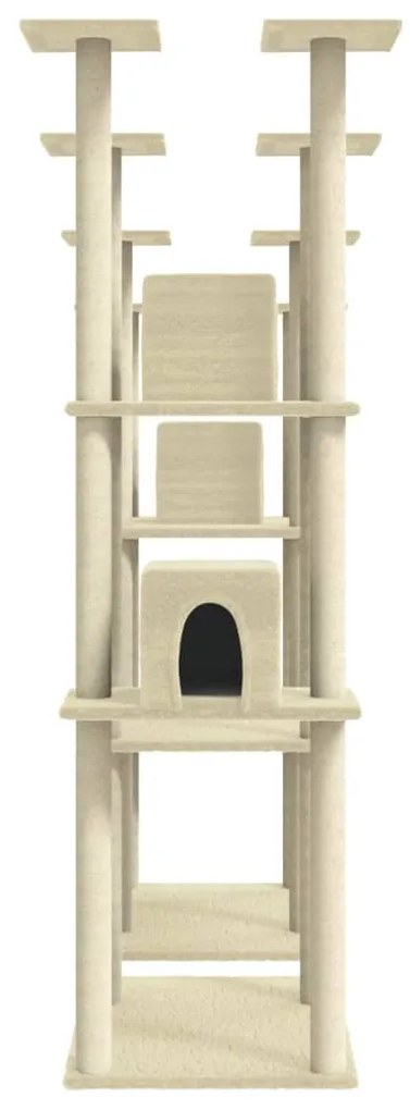 Albero per gatti con tiragraffi in sisal crema 174 cm