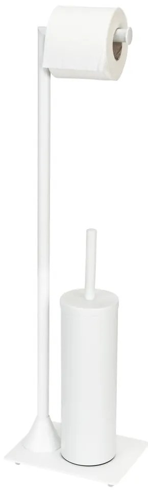 Porta carta igienica in acciaio bianco con spazzola Hella - Wenko