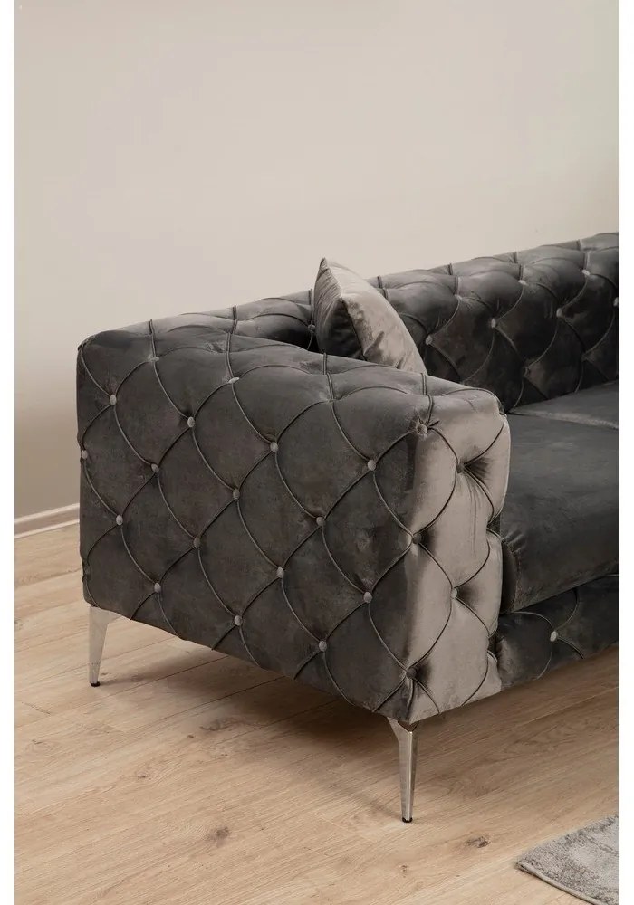 Divano in velluto grigio scuro 237 cm Como - Balcab Home