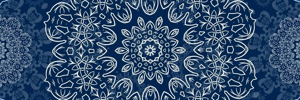 Quadro su tela – Mandala blu con motivo astratto