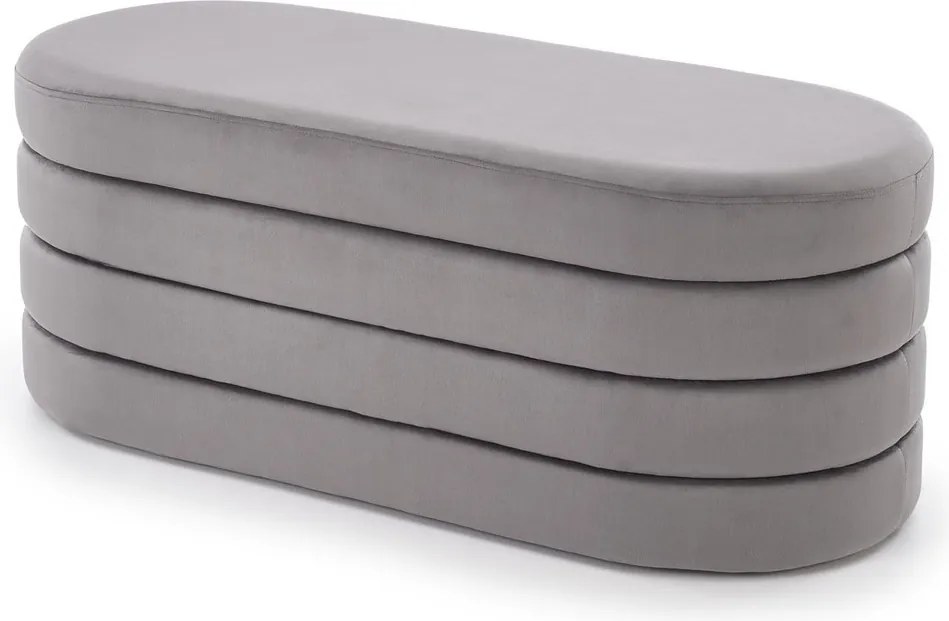 Panca CALPI in velluto grigio con contenitore – 110x46x42 cm