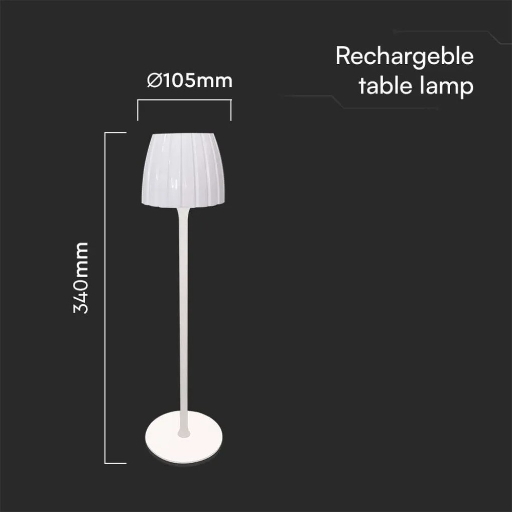 Lampada LED da Tavolo 2,7W Ricaricabile USB-C Touch Bianco