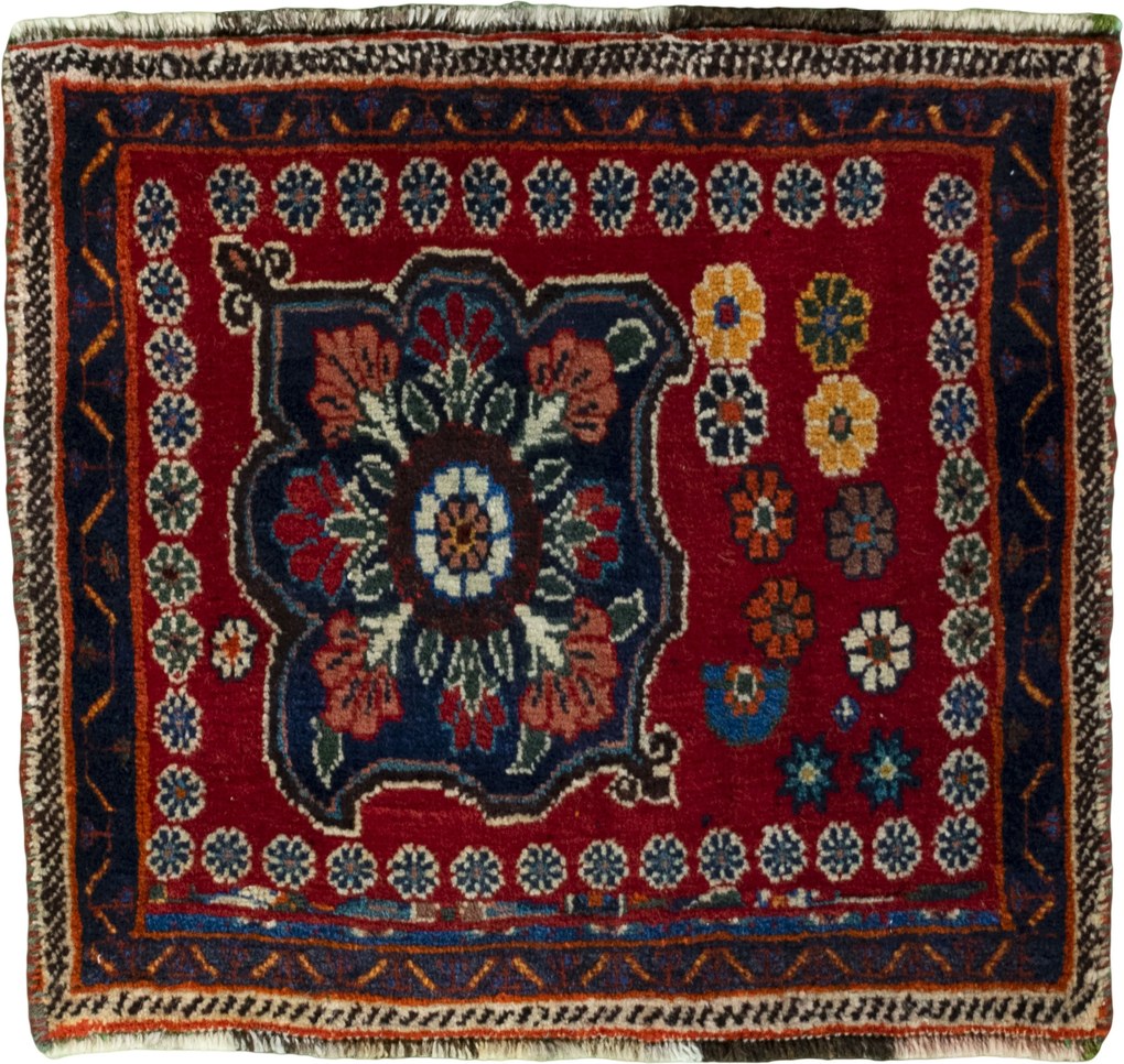 Shiraz Tappeto 60 x 60 Rosso (Iran) Annodato A Mano