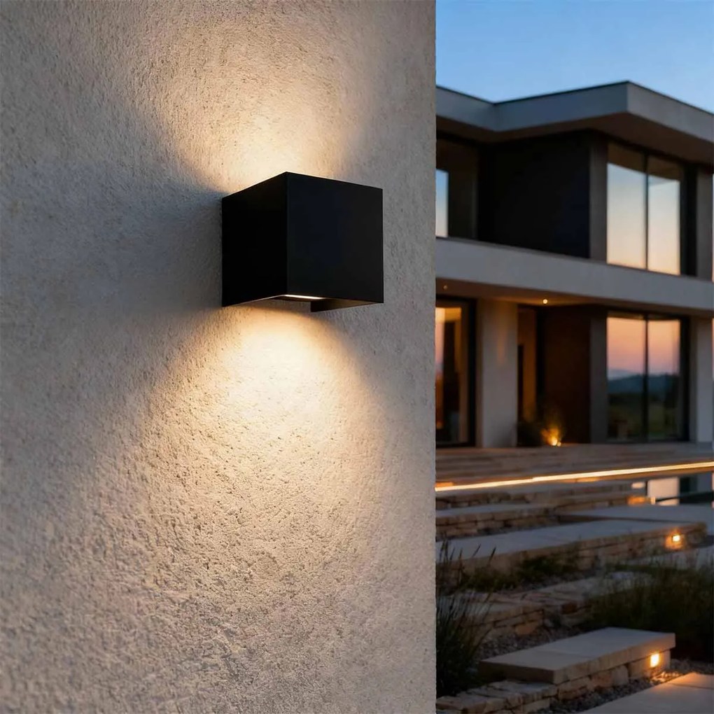 Applique LED Cubo 24W Bidirezionale IP65 CCT con LED OSRAM - Nera