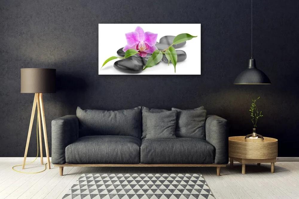 Quadro acrilico Arte del fiore dell'orchidea 100x50 cm