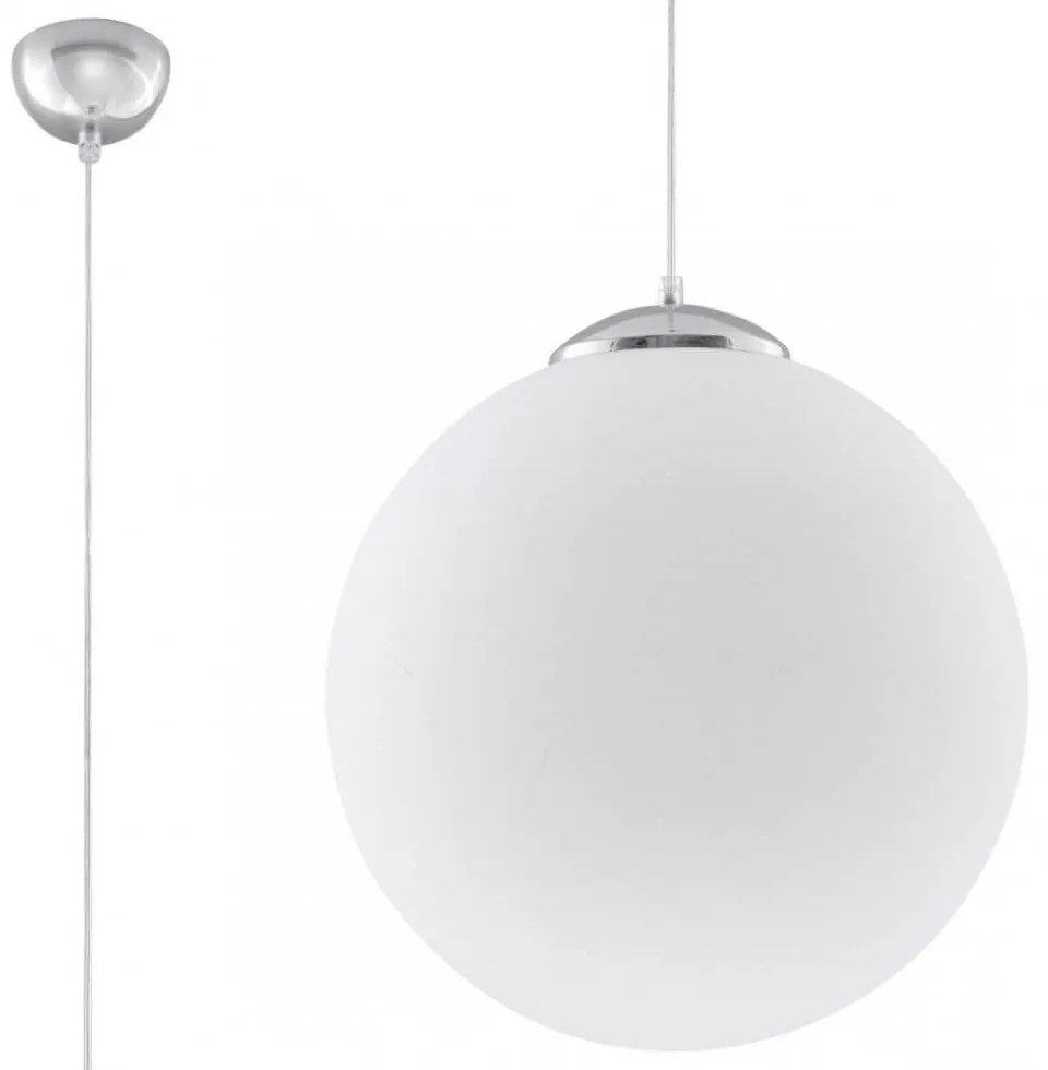 Lampada a Sospensione in Acciaio e Vetro UGO 30 E27 Ø30 Cromo Colore del corpo Bianco e Cromo