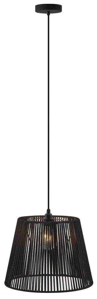 Lampada a sospensione da esterno nera con paralume in corda nera IP44 - Cava Jayla