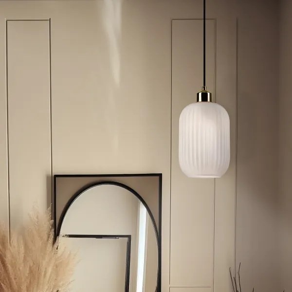 Lampadario a sospensione con filo HARMA 1xE27/15W/230V diametro 14 cm bianco/oro