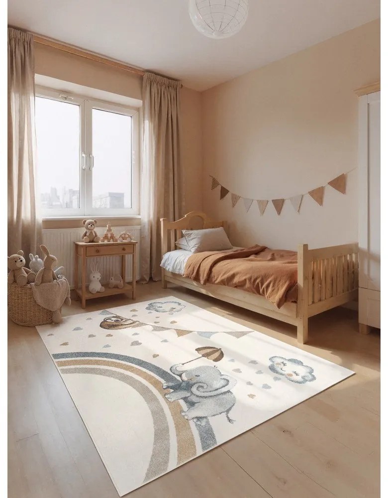 Tappeto per bambini crema 160x230 cm Walk like an Elephant Rainy Party - Villeroy&amp;Boch