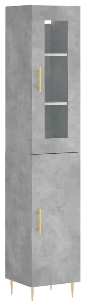 Credenza grigio cemento 34,5x34x180 cm in legno multistrato