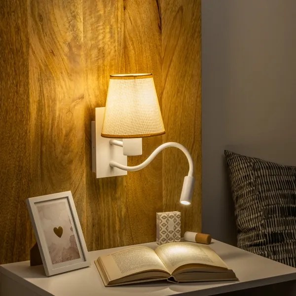 Brilagi - Applique a LED NUBILA 1xE27/25W/230V +LED/3W bianco/marrone chiaro