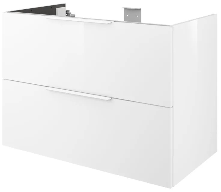 Mobile da bagno sotto lavabo Neo bianco laccato lucido L 90 x H 64 x P 48 cm 2 cassetti, lavabo non incluso