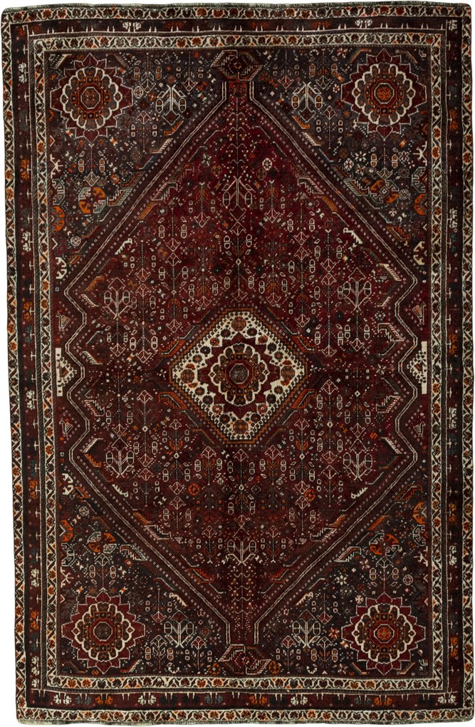 Shiraz Tappeto persiano 270x180 Rosso (Iran) Annodato A Mano