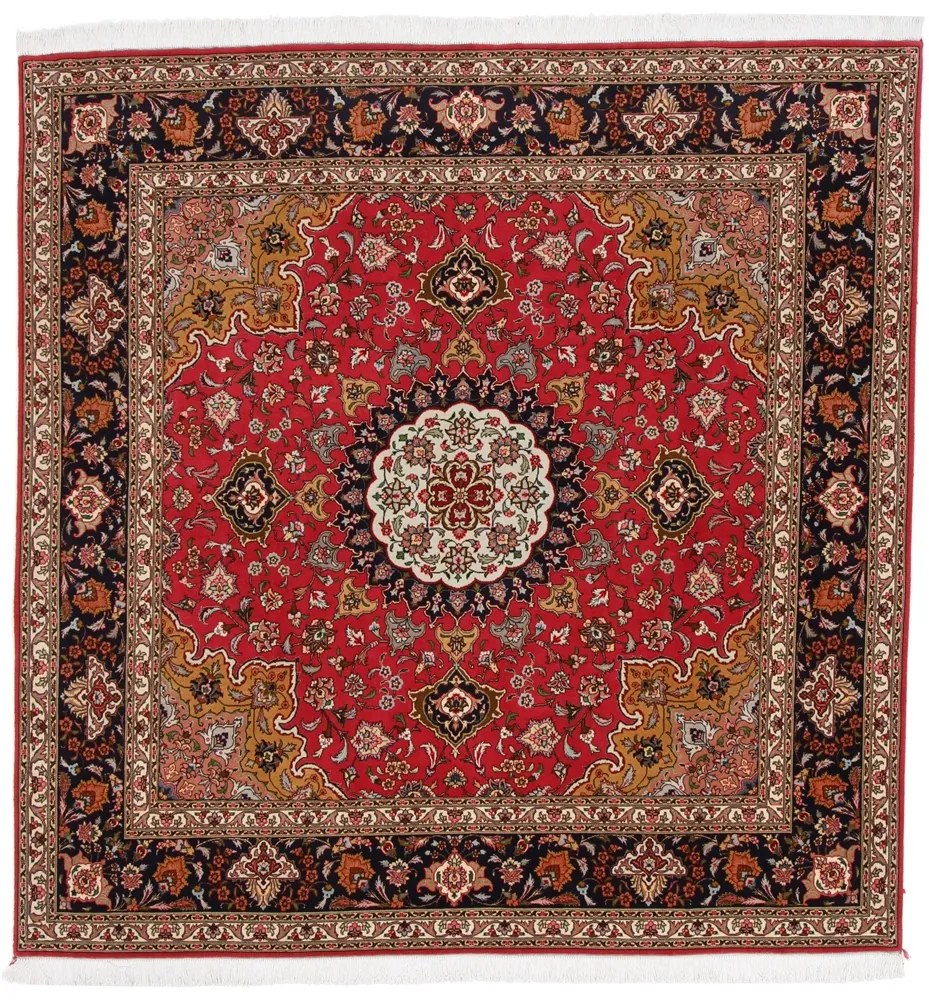 Tabriz Tappeto 200 x 210 Blu (Iran) Annodato A Mano