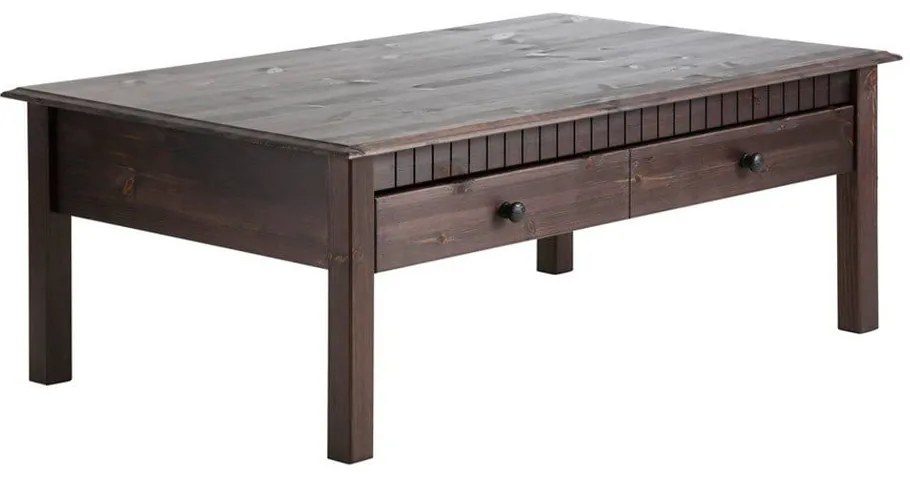 Tavolino in pino massiccio marrone scuro con 2 cassetti Linda - Støraa