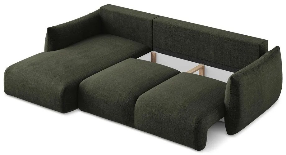 Divano angolare verde allungabile (con penisola a sinistra/con chaise lounge) Leila – Makamii