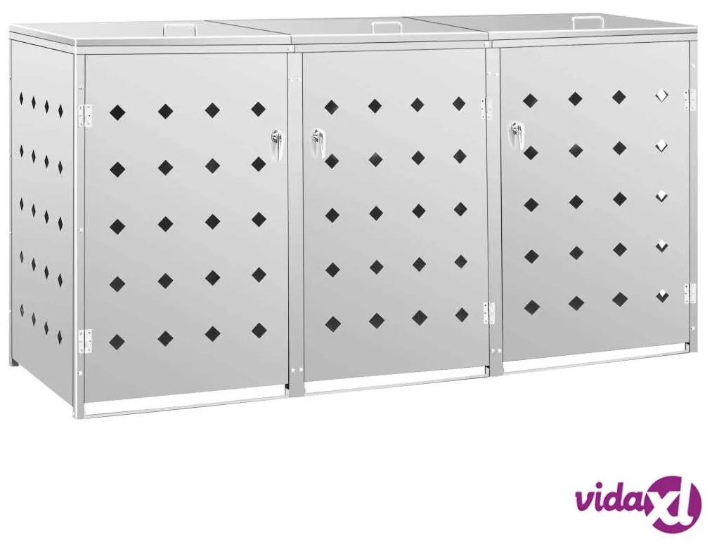 vidaXL Copribidone per Spazzatura Triplo 240 L in Acciaio Inox