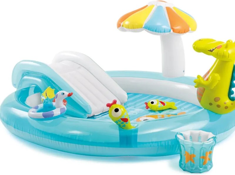 Intex - Piscina con Scivolo Alligatore per Bambini Gonfiabile Gioco da Giardino