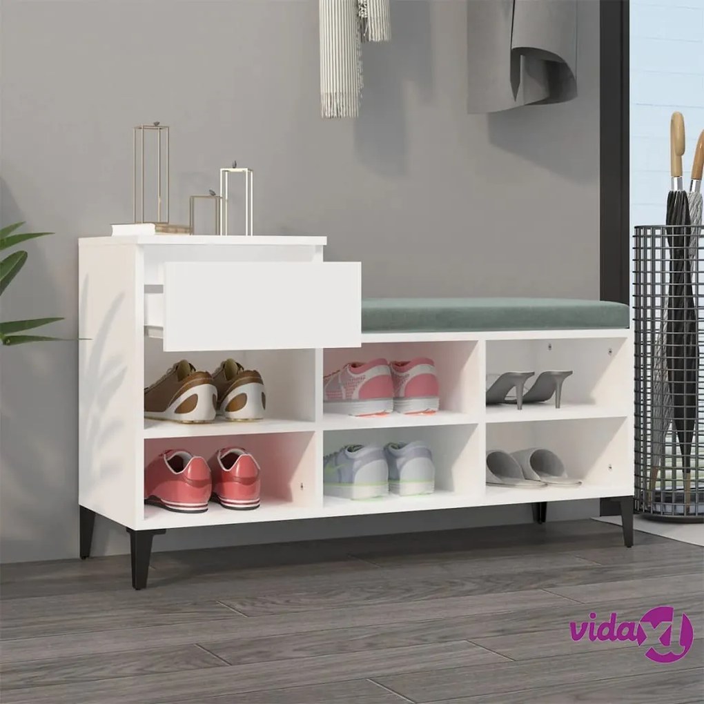 vidaXL Scarpiera Bianca 102x36x60 cm in Legno Multistrato