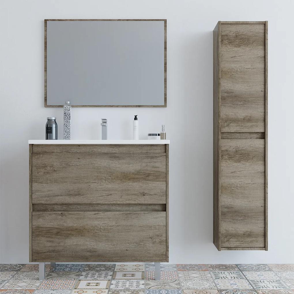 Composizione mobile bagno moderno 80 cm Dalia con colonna e specchio