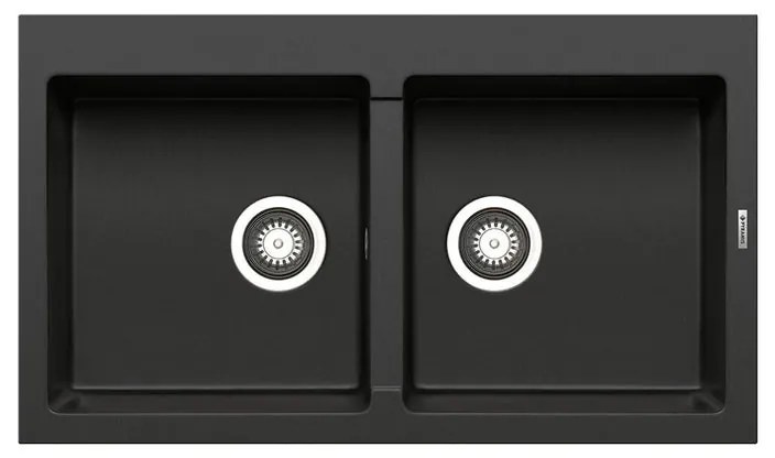 Lavello integrato 2 vasche PYRAMIS Athlos granito L 50 x L 86 cm nero