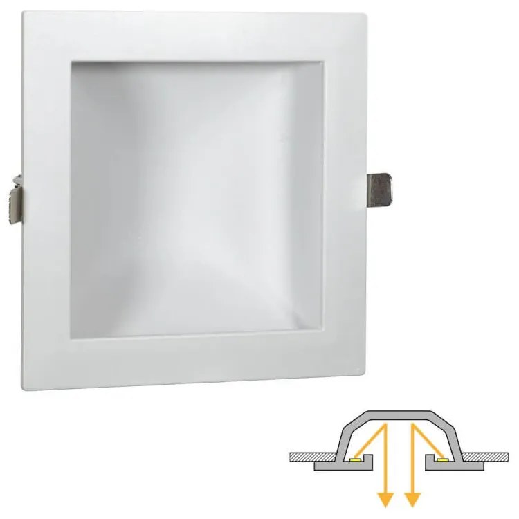Faro LED da incasso Quadrato Luce INDIRETTA 20W Foro 155x155mm Colore  Bianco Naturale 4.000K