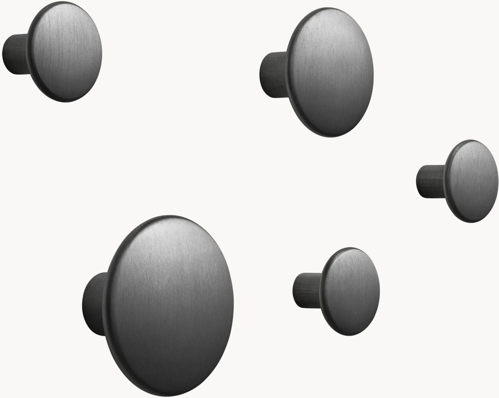 Set di 5 ganci da parete in alluminio Dots