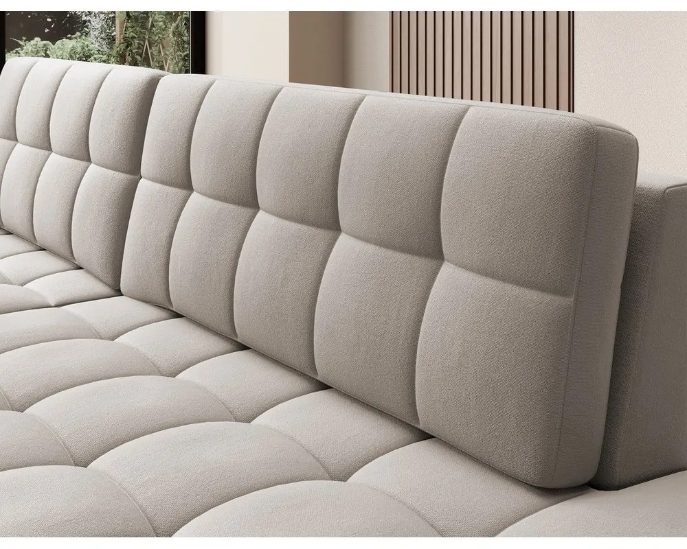 Divano angolare beige allungabile (con penisola a sinistra/con chaise lounge) con rivestimento in velluto Blezalt – ELTAP