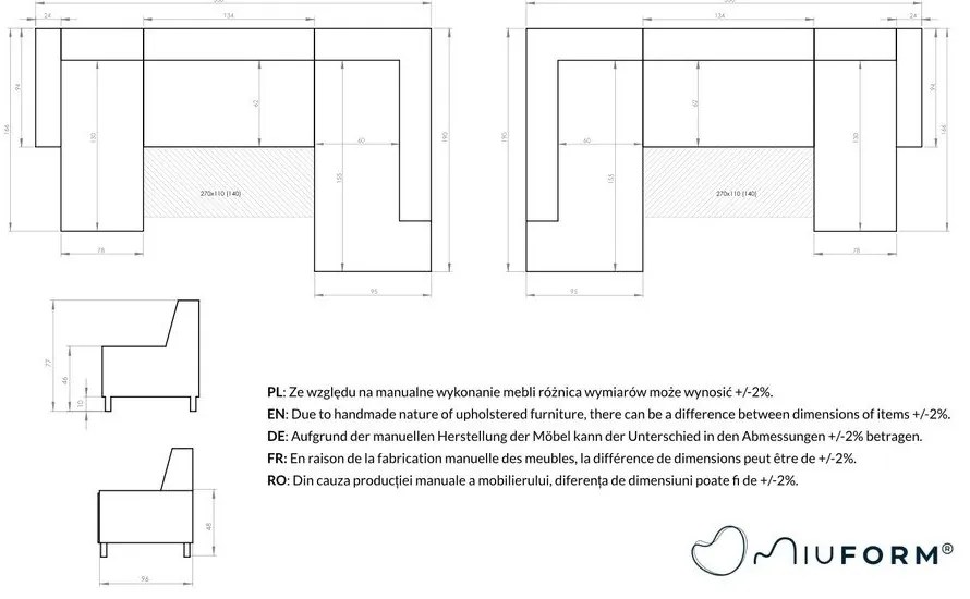 Divano letto a U grigio chiaro, angolo sinistro Dazzling Daisy - Miuform