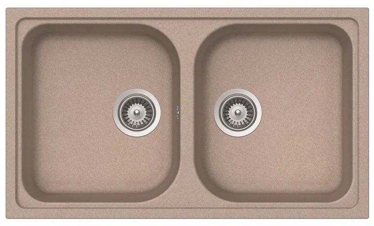 Lavello integrato 2 vasche DELINIA Elba quarzo L 50 x L 86 cm sabbia