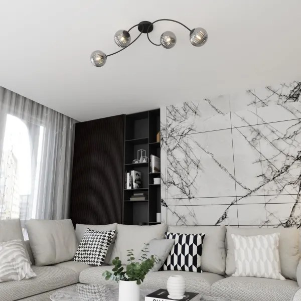 Lampadario a plafone VIBRA 4xE14/10W/230V nero/grigio