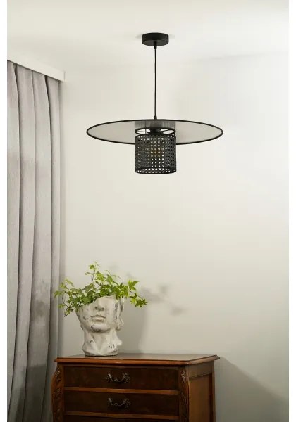 Duolla - Lampadario a sospensione con filo TOKYO RATTAN 1xE27/15W/230V diametro 50 cm nero/argento