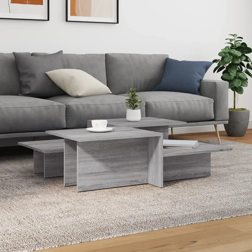 Tavolini Da Salotto 2 Pz Grigio Sonoma İn Legno Multistrato /