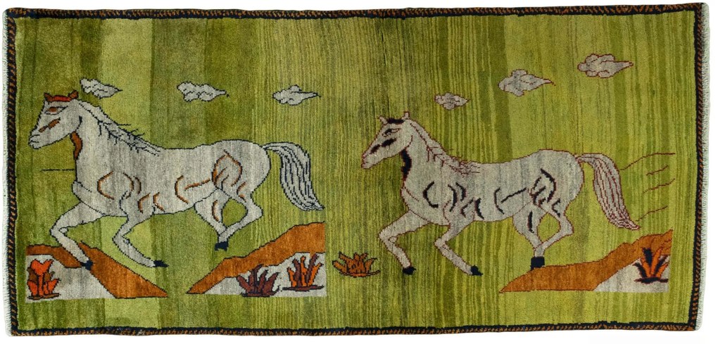 Gabbeh Tappeto persiano 100 x 200 Verde (Iran) Annodato A Mano