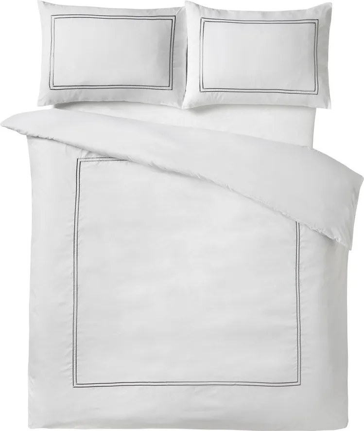 Set copripiumino e federa bianco in raso di seta per letto singolo 135x200 cm So Soft Mono Satin Stitch – Catherine Lansfield