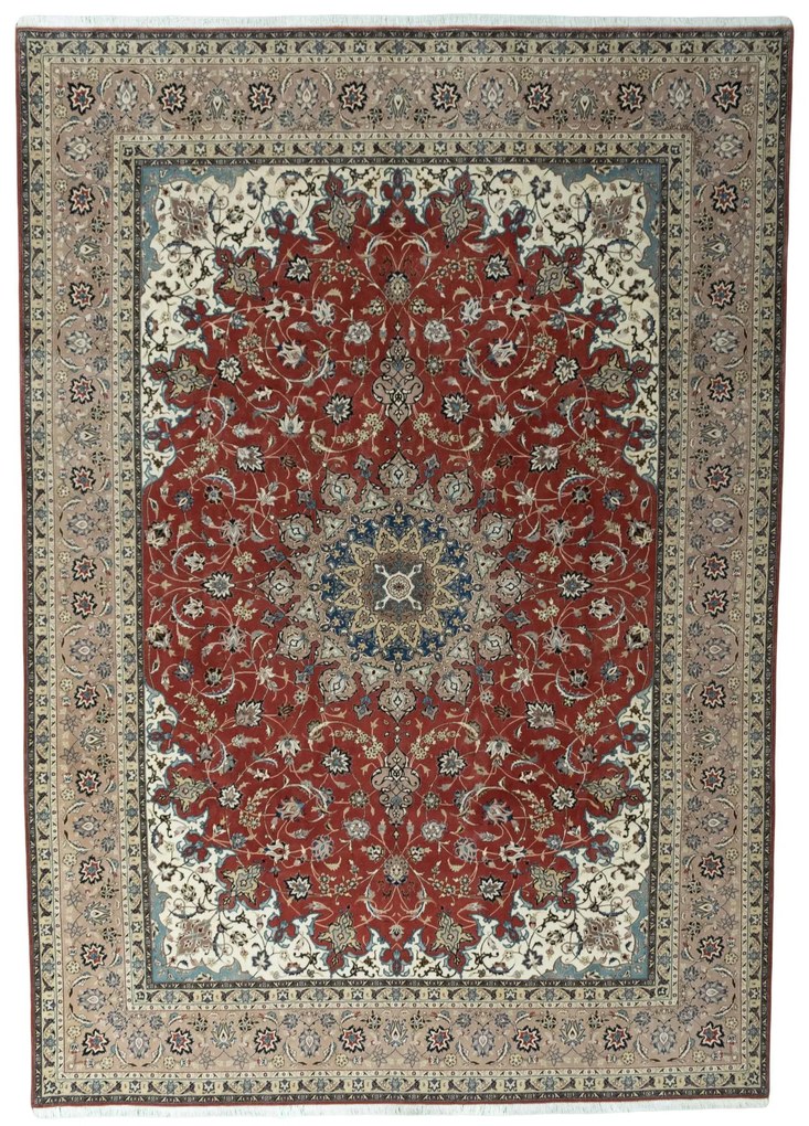 Tabriz Tappeto 250x350 Rosso (Iran) Annodato A Mano