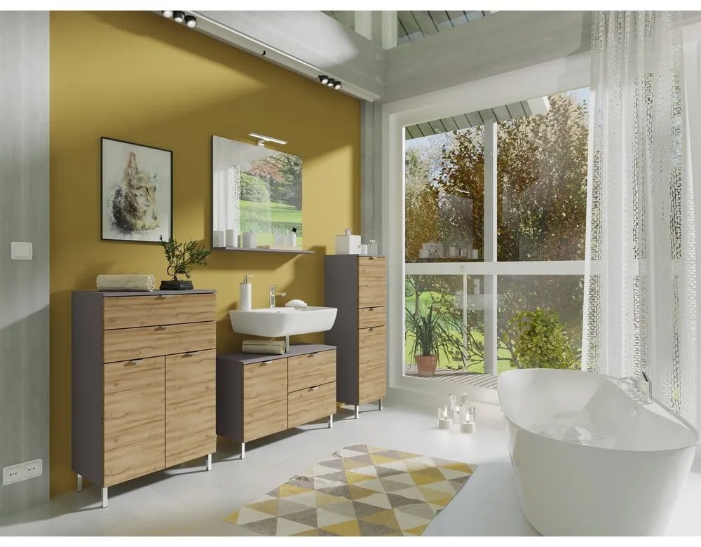 Mobile grigio sotto il lavabo in rovere 60x56 cm Mauresa - Germania