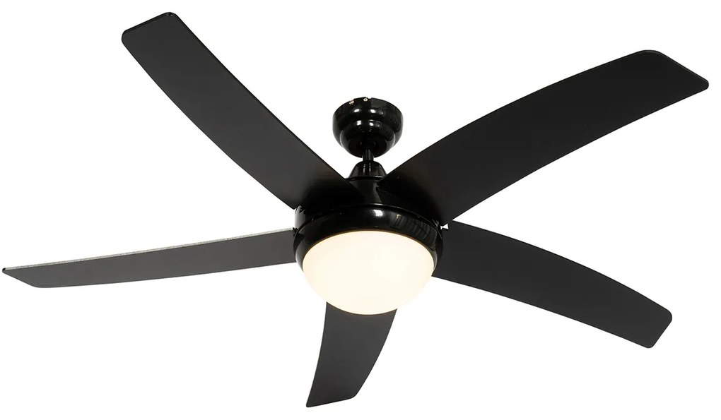 Ventilatore da soffitto smart nero con stampa legno 132cm incl. LED dimmerabile con telecomando - Cool
