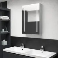 Armadietto Bagno con Specchio e LED Grigio Cemento 50x13x70 cm cod mxl 70260