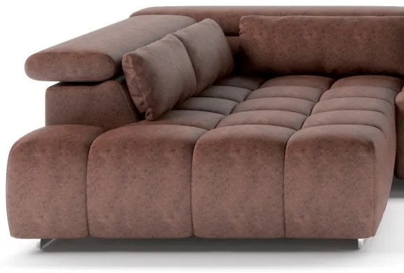 Divano angolare a U TROPEA sinistro con poggiatesta, marrone