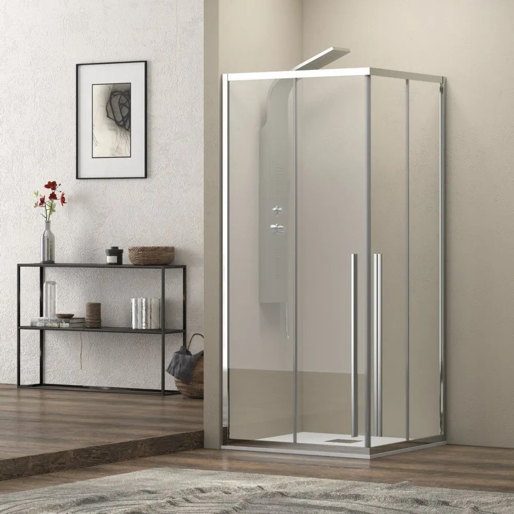 Box doccia angolo 90x70 cm doppio scorrevole vetro 8mm altezza 200h | KEL1000 - KAMALU