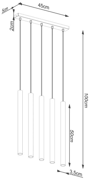 Sollux SL.1274 - Lampadario a sospensione con filo PASTELO 5xG9/8W/230V calcestruzzo