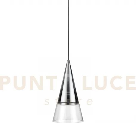 Cono sospensione 1 luce attacco gu10 lampadina inclusa 15cm cromo