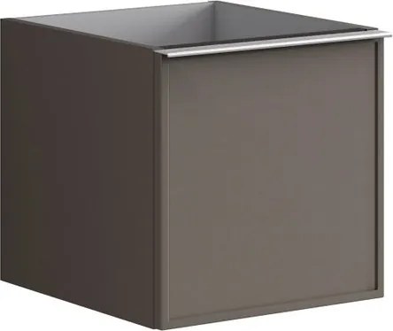 Cassettiera Pixel con 1 cassetto frontale Frame laccato opaco grigio carbone e maniglia alluminio brillante L.40 H.40 P.45,5 cm.
