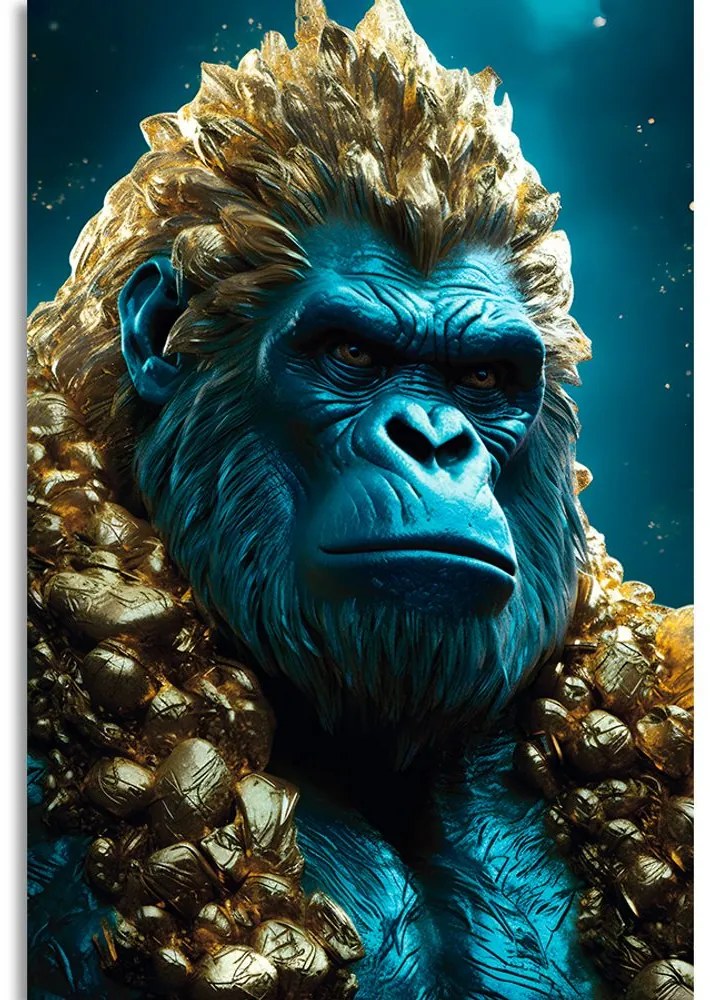 Stampa su tela – Gorilla blu-oro